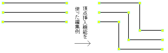 ラスタ線図形への頂点の挿入